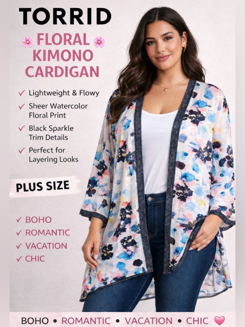 Torrid Floral Kimono Cardigan – Lightweight & Flowy